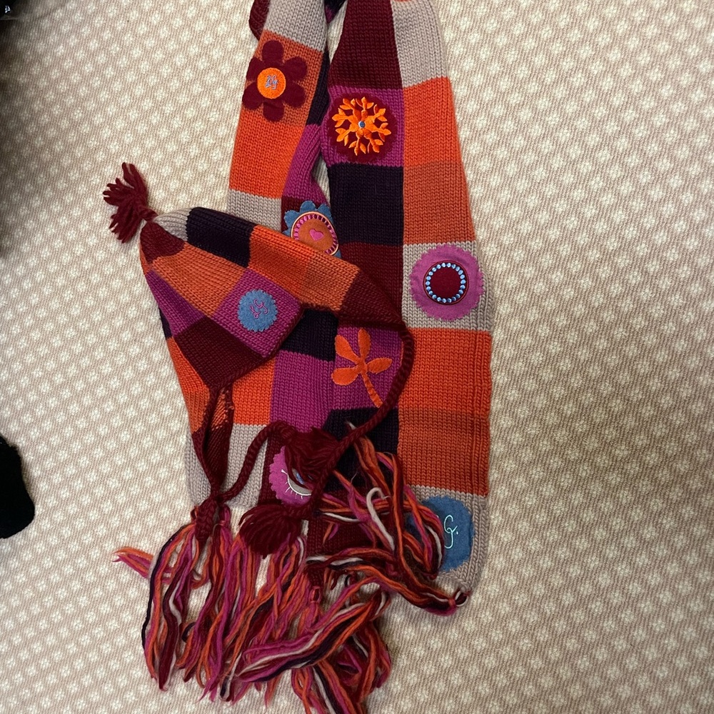 Lulu Guinness matching hat and scarf set.  Super cozy warm and adorable.